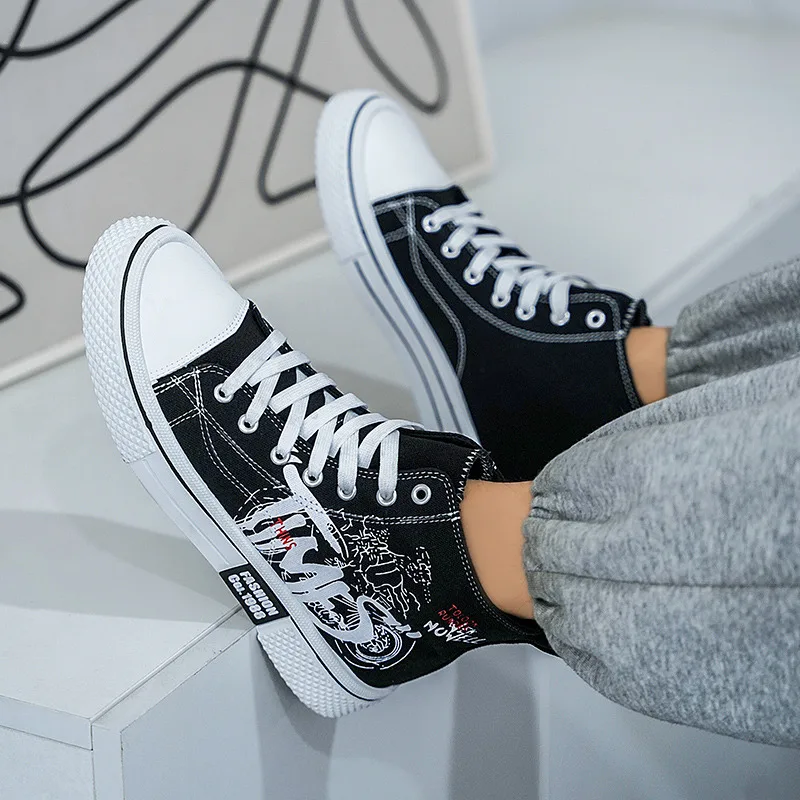 Осенние черные мужские дизайнерские высокие холщовые ботинки удобные