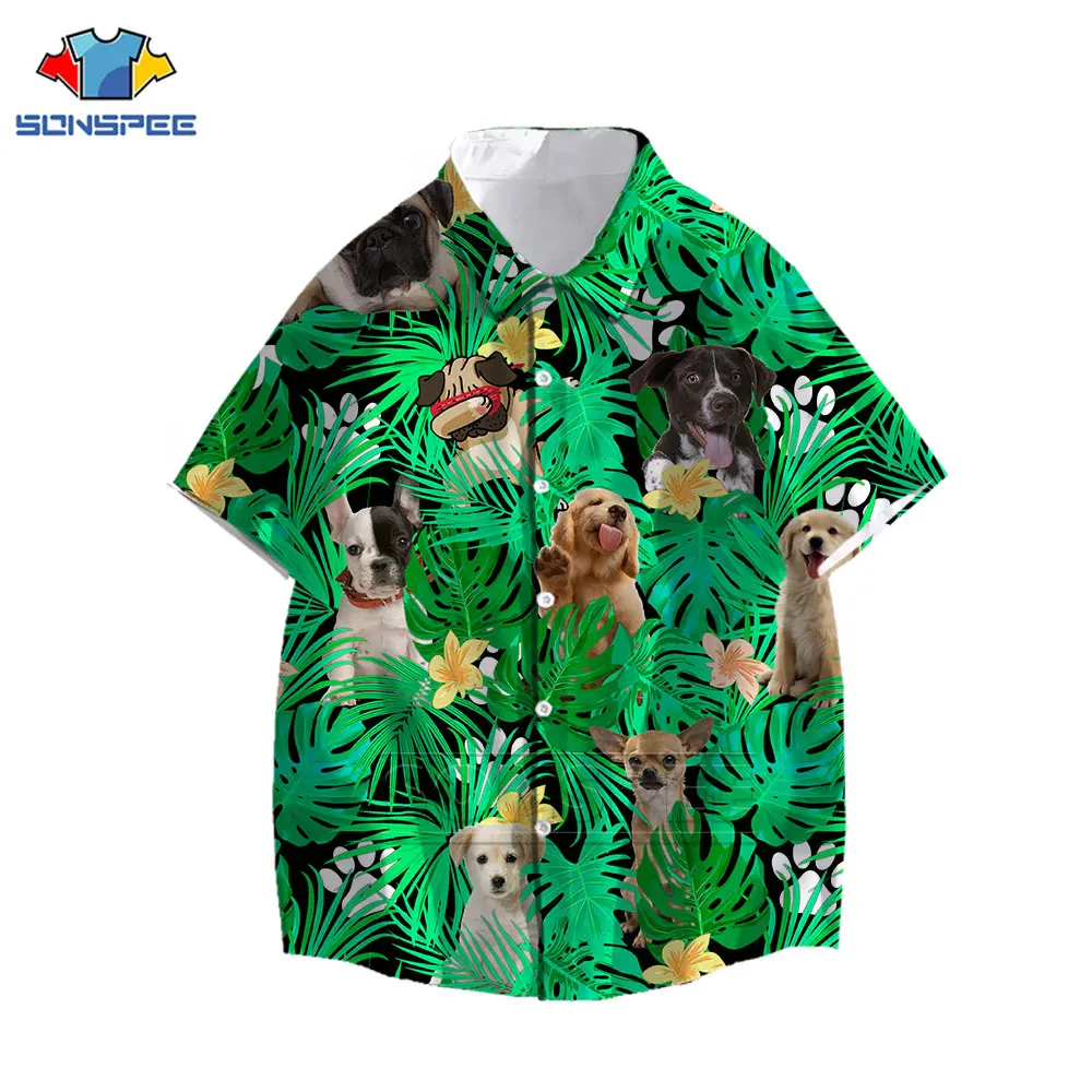 Bull Terrier tropikal havai gömleği yaz plaj palmiye ağacı gömlek 3D baskı yapraklar çiçekler kısa kollu tatil tatil elbise