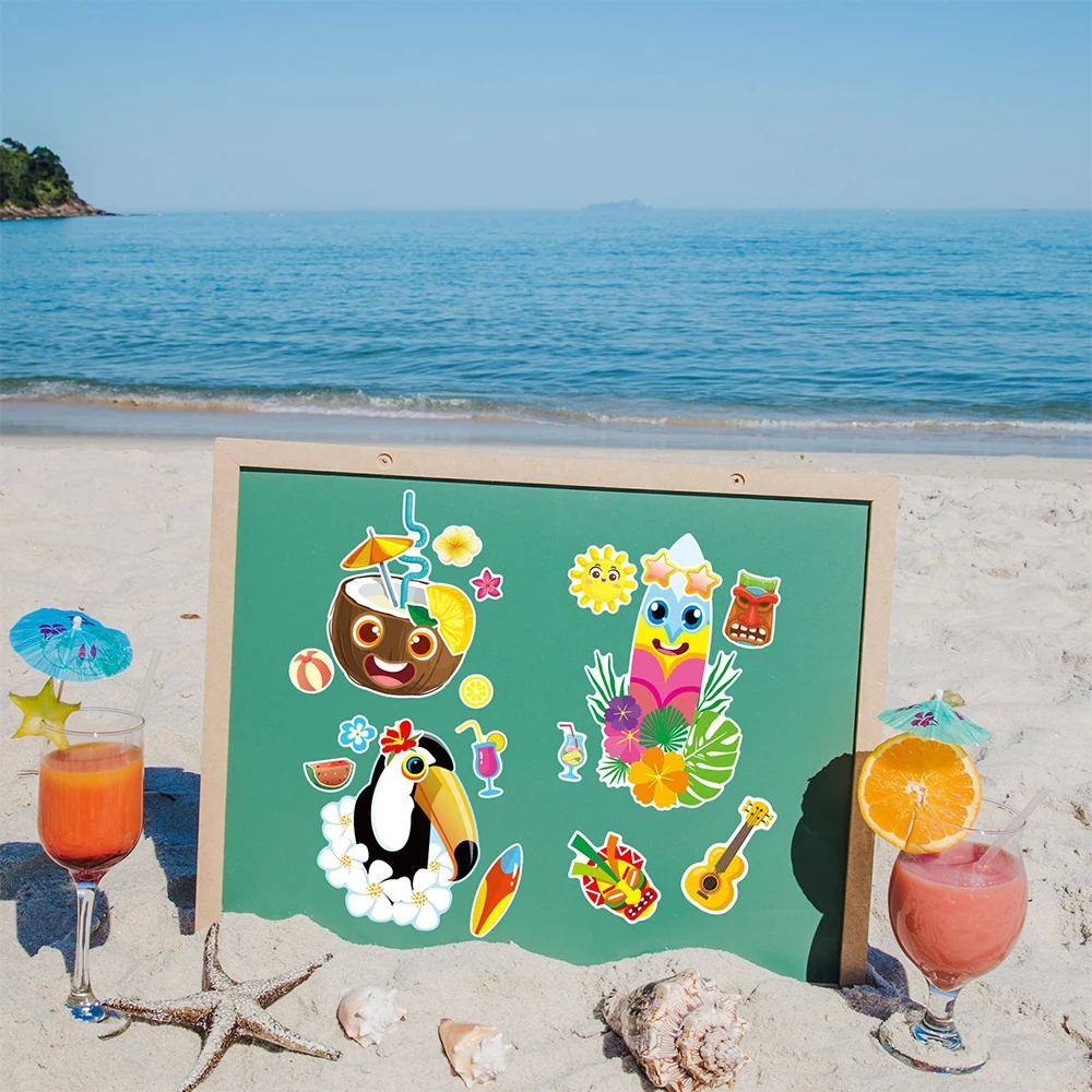 8/16 листов летний стиль мультяшные наклейки-головоломки Сделай лицо забавные