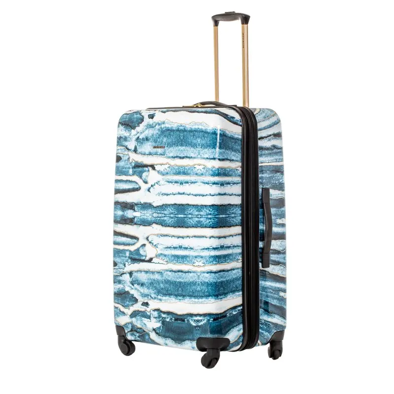 28-inch Hardside Rolling Spinner Checked Luggage, Blue Marble Print