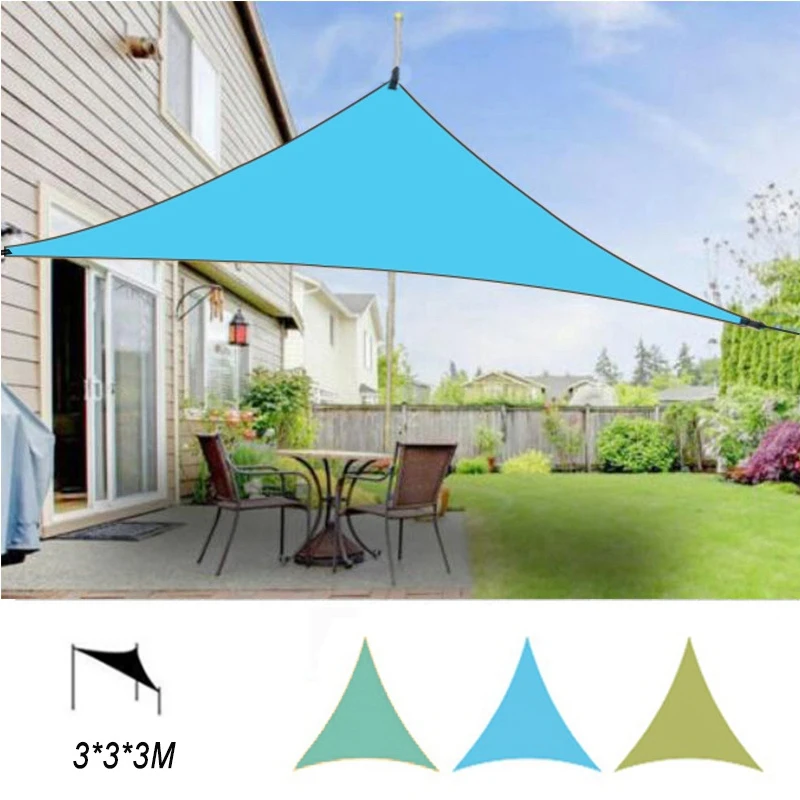 

3X3X3M Waterproof Triple-cornered Sun Shelter Awning Parasol Outdoor Canopy Garden Patio Shade Sail Cloth-Light Green