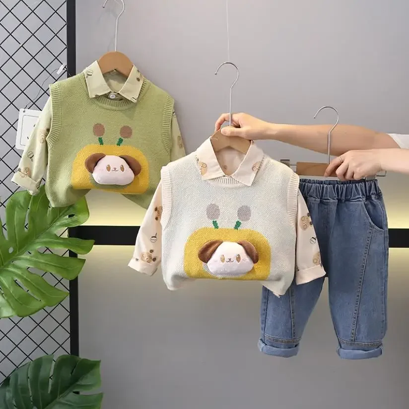 Комплекты свитеров для маленьких мальчиков от 6 до 12 месяцев весенне-осенний