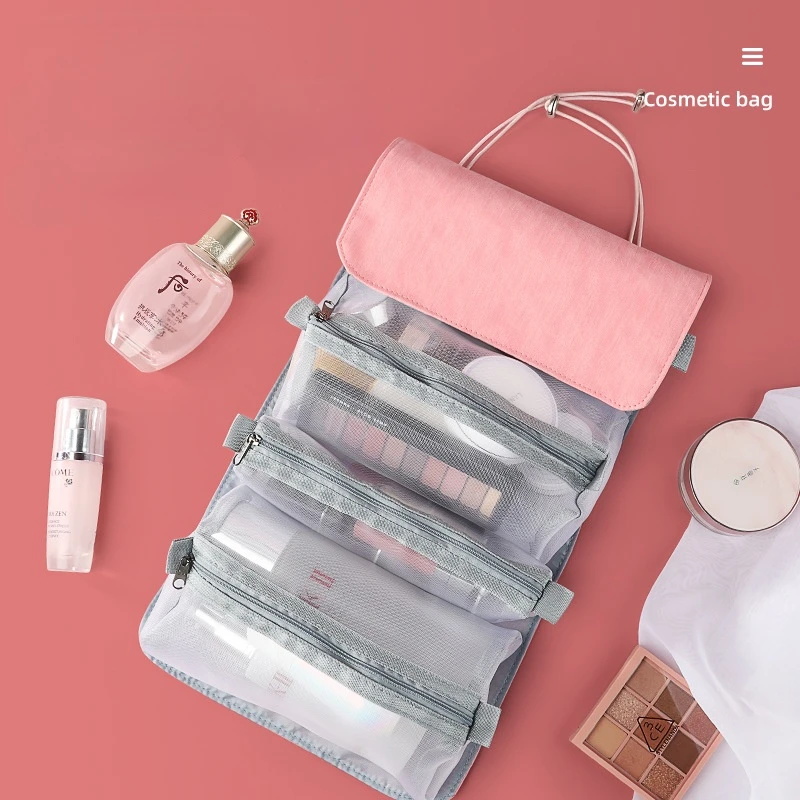 

Large-capacity Travel Cosmetic Bag Detachable Folding Portable Makeup Storage Bag Wash Bag PU Material Four-in-one Cosmetic Bag