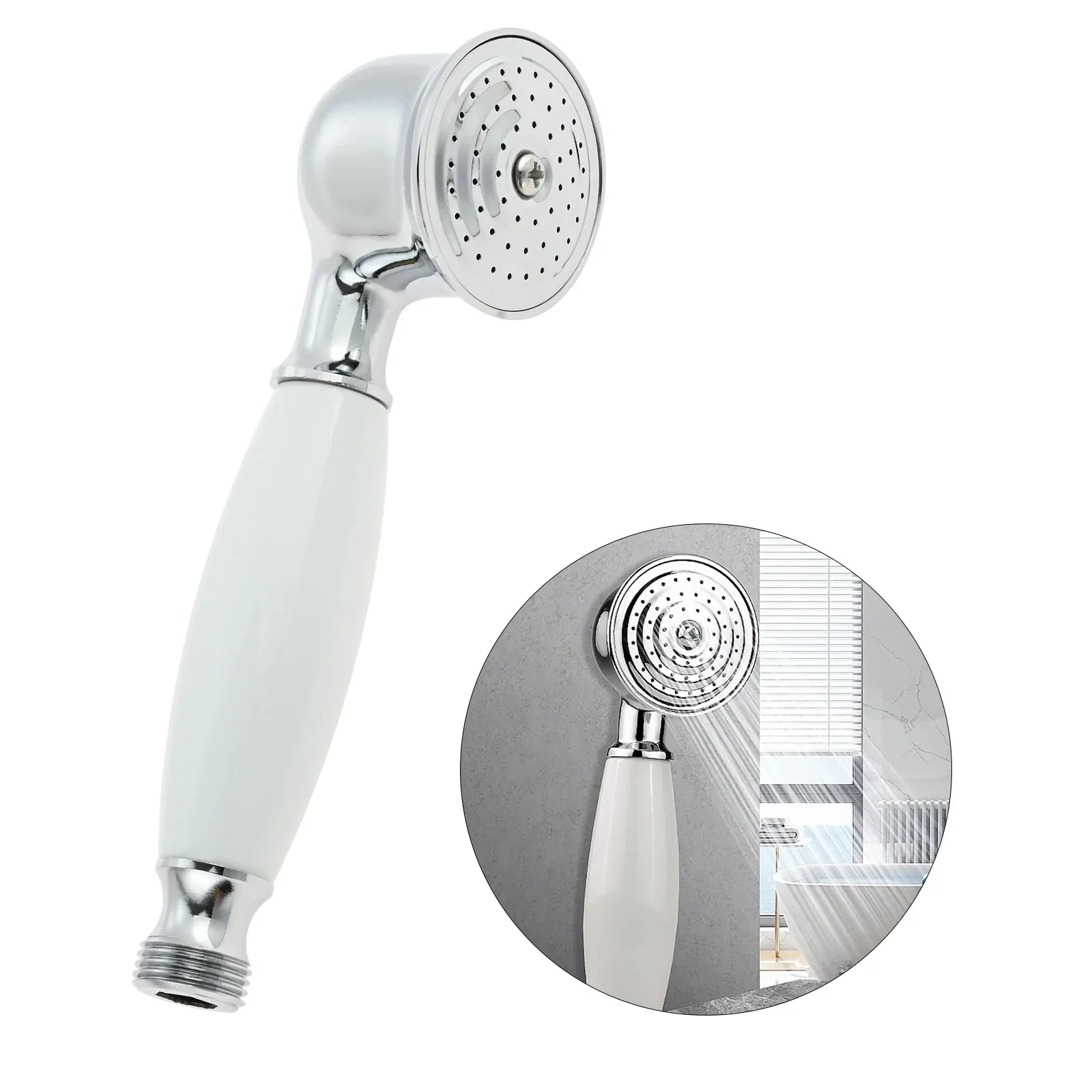 

Латунная и Керамическая ручная круглая экономичная душевая лейка высокого давления в форме телефона, настенное крепление, оборудование для ванной и кухни