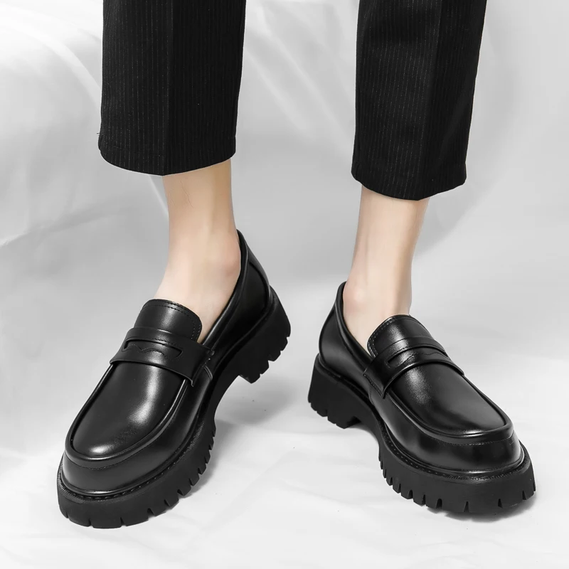 Туфли Lefu мужские из искусственной кожи устойчивые к износу толстая подошва