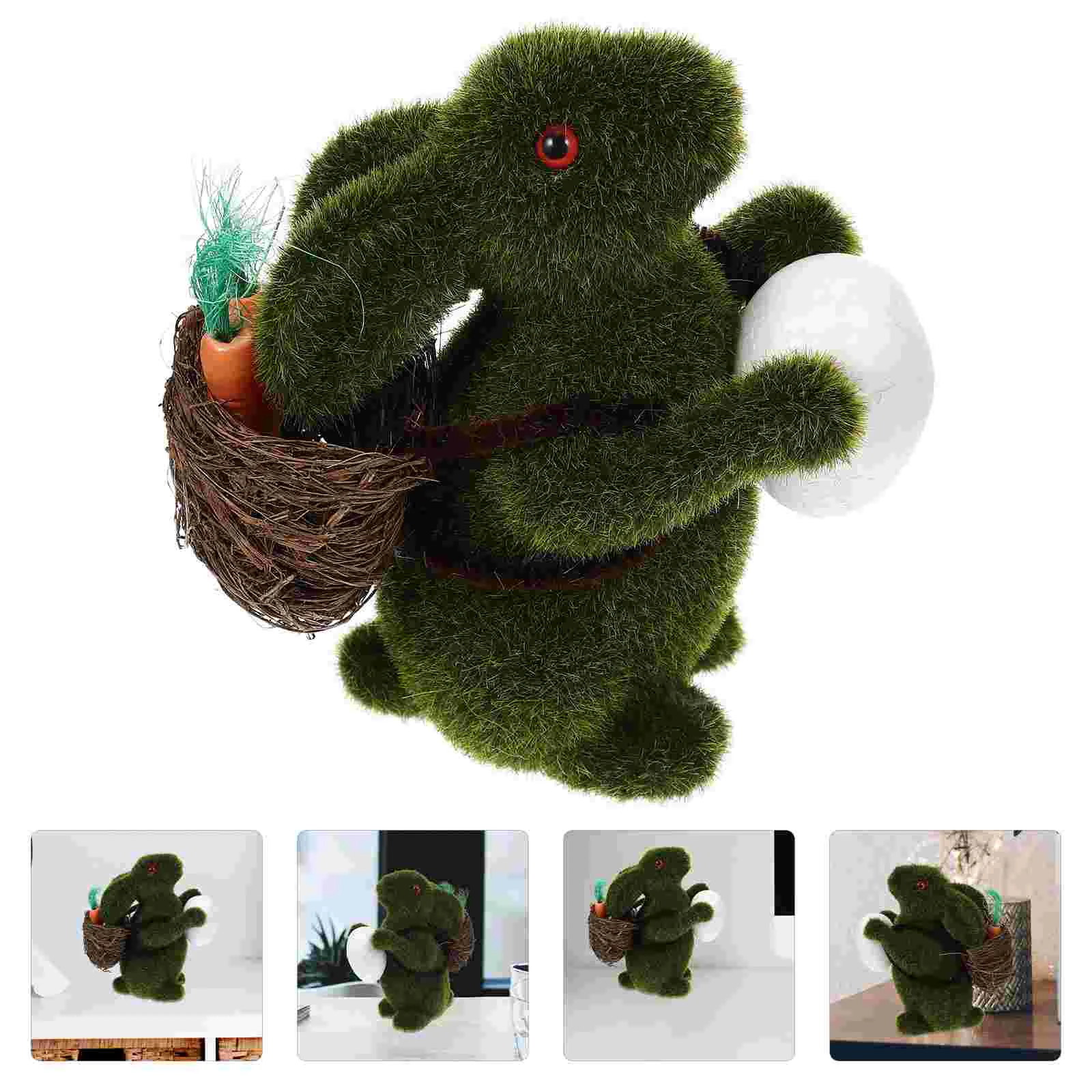 

Bunny Rabbit Easter Decor Statue Figurine Garden Egg Decoration Desktop Artificial Craft Ornament Animal Foam Flocked Figurines
