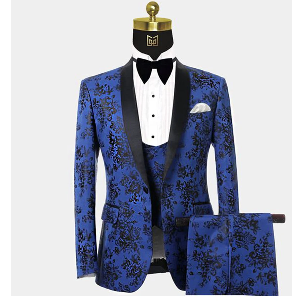 2023 New Fashion Boys Printed Business Suit Party Wedding Three-piece Suit for Boys 1-16 Years Old