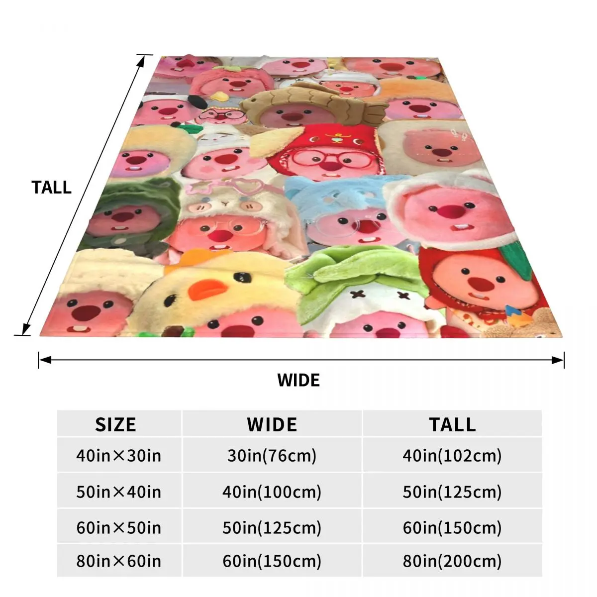 Симпатичное шерстяное одеяло Loopy Pororo винтажное из бобра для дома покрывало 200x150