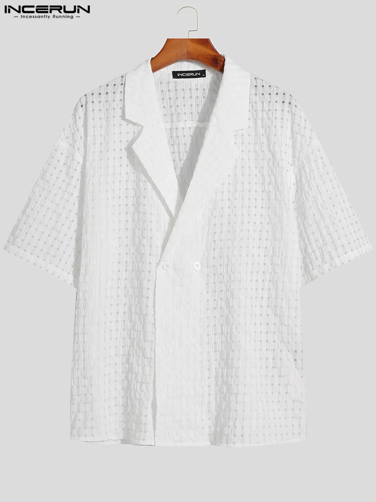 Korean Style New Men's Loose Comfortable Blouse Casual All-match Simple Male Plaid Short-sleeved Shirts S-5XL INCERUN Tops 2022