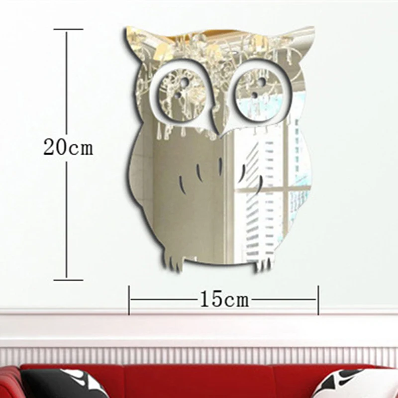 3D Design Decorative Mirrors Owl Wall Stickers  Aesthetic Room Decor Mirror Stickers For Living Room Home Espejos Decorativos images - 6