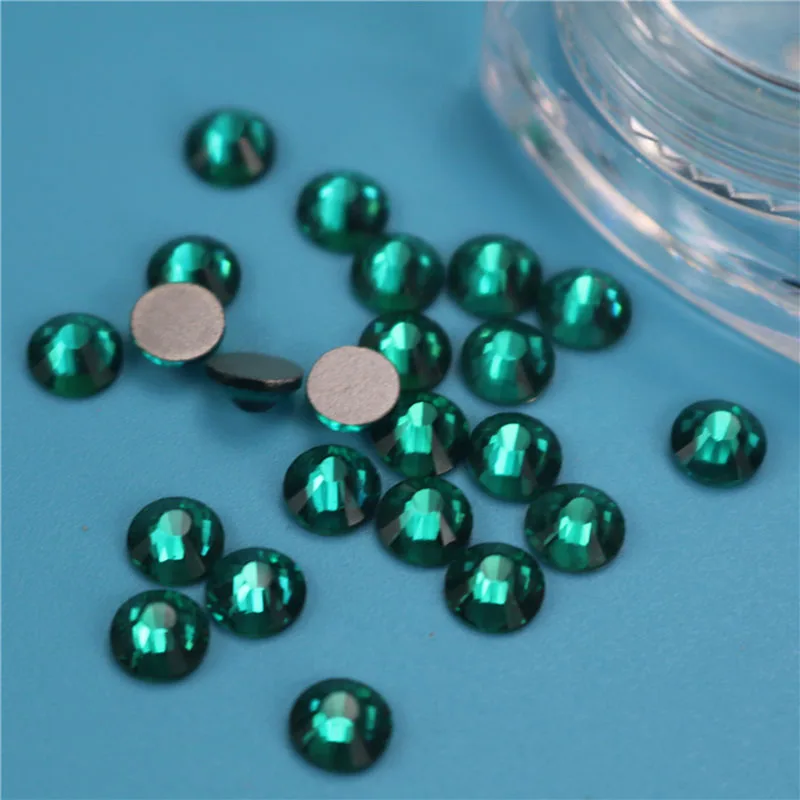 

Зеленые Стразы SS3-SS34 malachite для дизайна ногтей, плоский клей без горячей фиксации, стразы для дизайна ногтей, бутик и высший класс