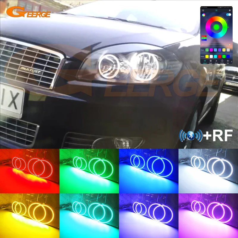 For Fiat Linea 2007-2018 RF Remote Bluetooth-Compatible APP Multi-Color Ultra Bright RGB Led Angel Eyes Kit Halo Rings Light