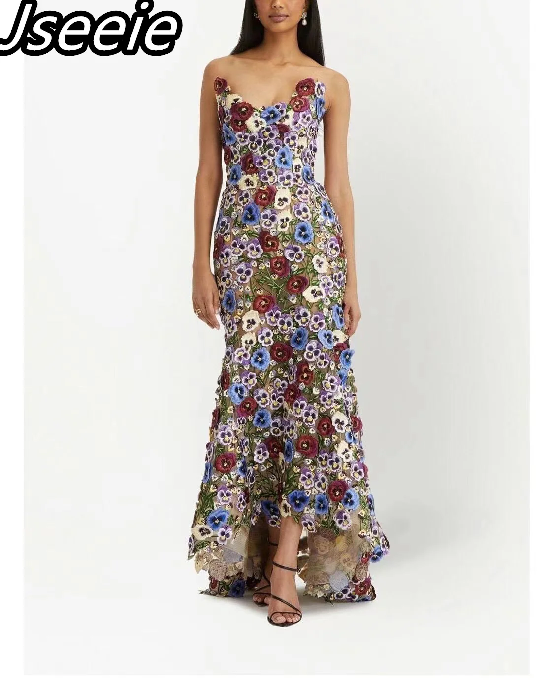 

Summer Senior Breastless Engagement Light Yarn Fishtail Long Skirt Heavy Industry Color Embroidery Temperament Girl Dress