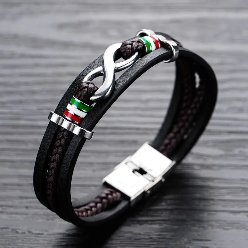 Men's Classic Fashion 8 Leather Bracelets Outdoor Street Multi-Layer Woven Bracelets Party Accessories Gifts
