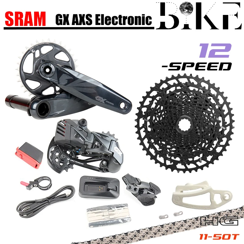 

SRAM GX EAGLE AXS 1x1 2-скоростной DUB Электронный беспроводной переключатель, групсет 11-50T, Кассетный усилитель, кривошипный комплект, велосипедная ча...