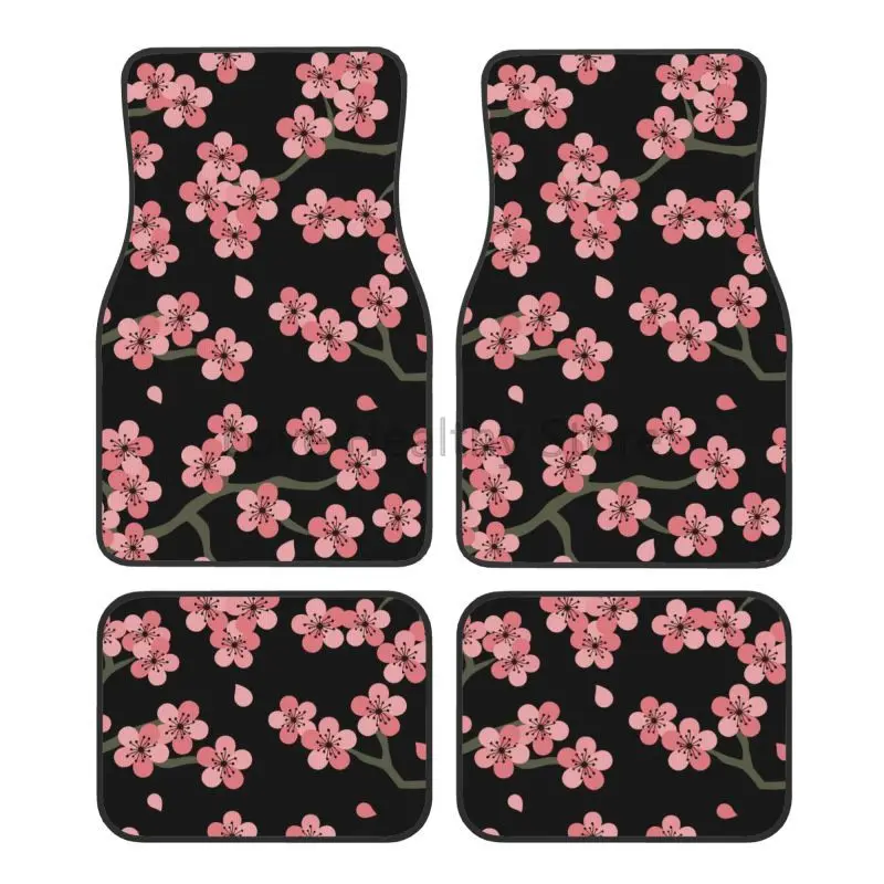 

Японские коврики Sakura Cherry Blossoms из 4-х предметов, автомобильный передний и задний коврик для ног с резиновой подложкой, автомобильные аксессуары, универсальные