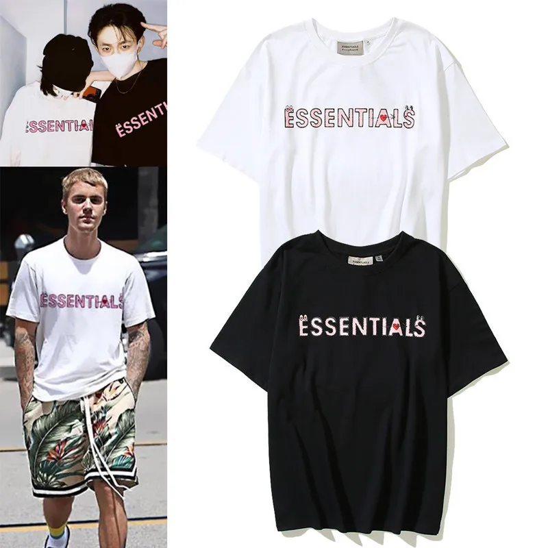 

ESSENTIALS 1:1 Men's Women's Couple Letter Logo Fashion Casual Round Neck T-Shirt Love Spray Paint Printing T-Shirt