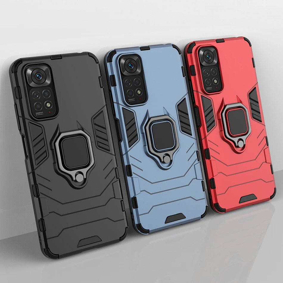 Противоударный чехол с магнитным кольцом для Xiaomi Redmi Note 11 pro plus 11s 10 4G 10s 9 9s 8 8t 7 6 5 4 4x