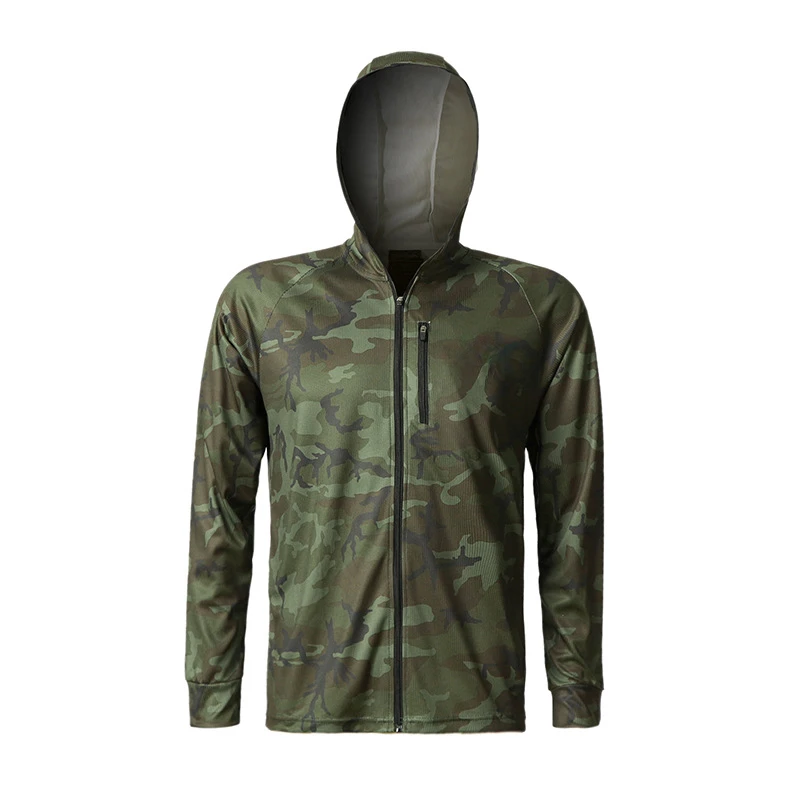 

New Quick Dry Anti UV Fishing Jacket Outdoor Hooded Zipper Fishing Shirts Ice Silk Men Fishing Clothing