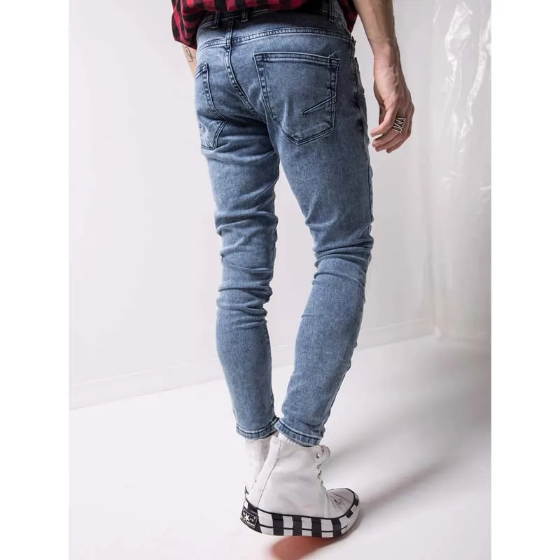 Blue Skinny Jeans High Quality Asian Streetwear Men Casual Mens Bottoms Locomotive Cargo Jeans Men Pantalones De Hombres Jeans
