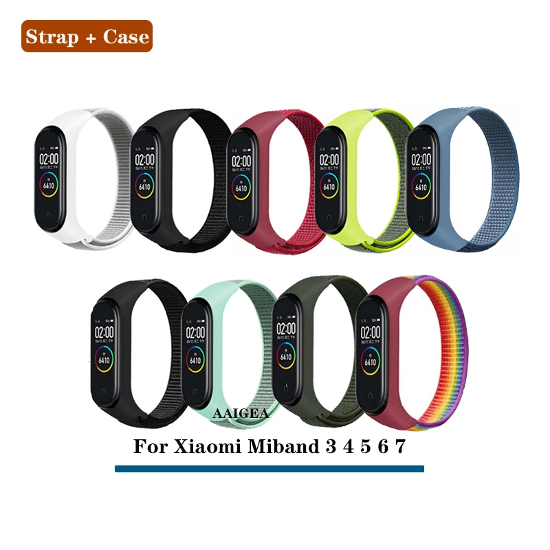 

For Mi band 7 Woven Nylon Loop Strap Band Compatible Xiaomi Miband 3 4 5 6 Replacement Wristband