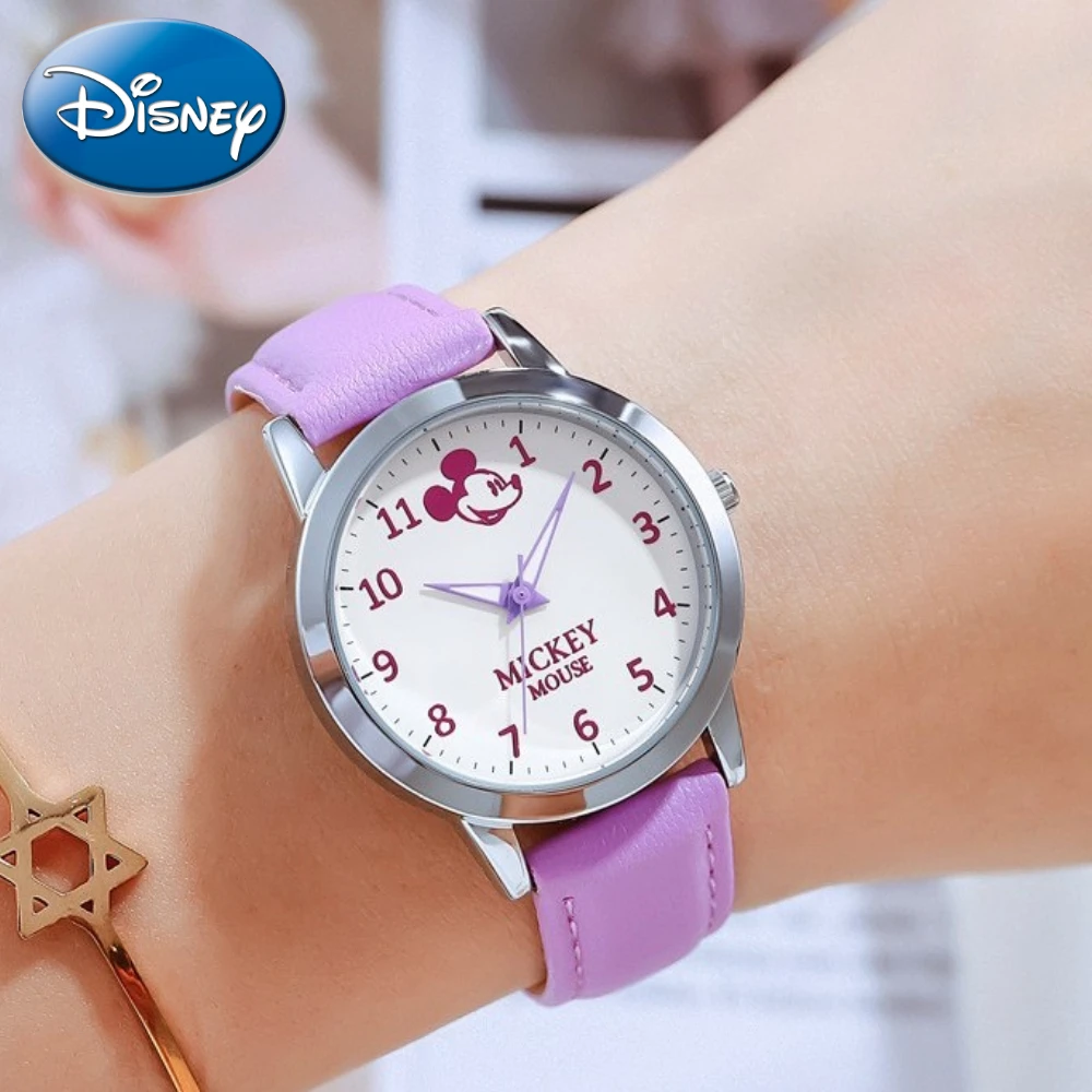 Disney Gift With Box Mickey Watch Female Simple Girl Women Child Primary School Student Luminous Quartz Clock Relogio Masculino