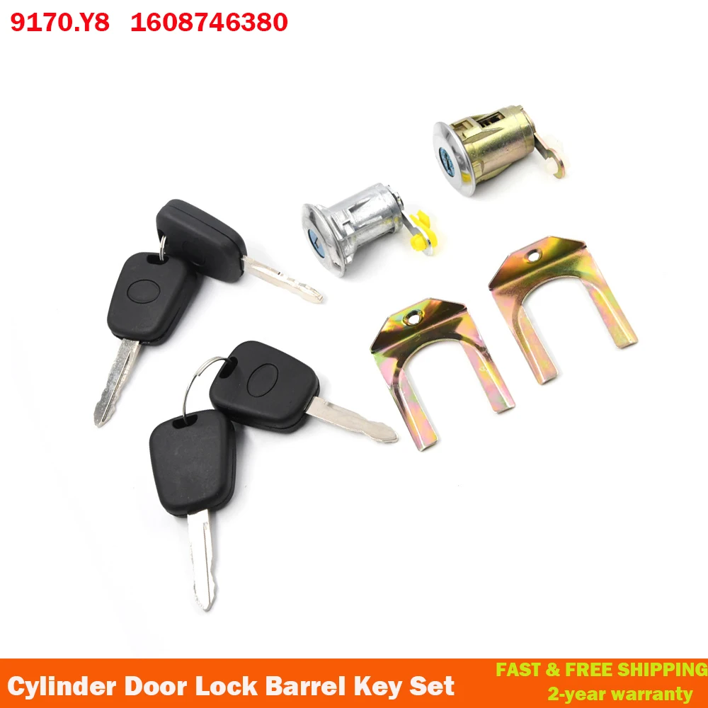 

Автомобильный цилиндр дверного замка, набор ключей для Peugeot 107 Citroen C1 Toyota Aygo 05-14, цилиндр 9135S2 9136.T0 9170.Y8 1608746380