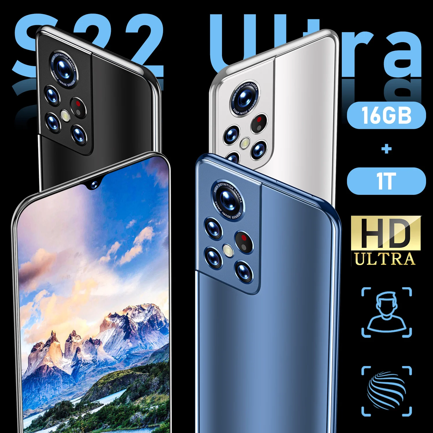 s22 ultra smart cell mobile phone android 12 smartphone 16gb1tb qualcomm 888 48mp72mp 4g5g 6800mah 6 93 inch celulares free global shipping