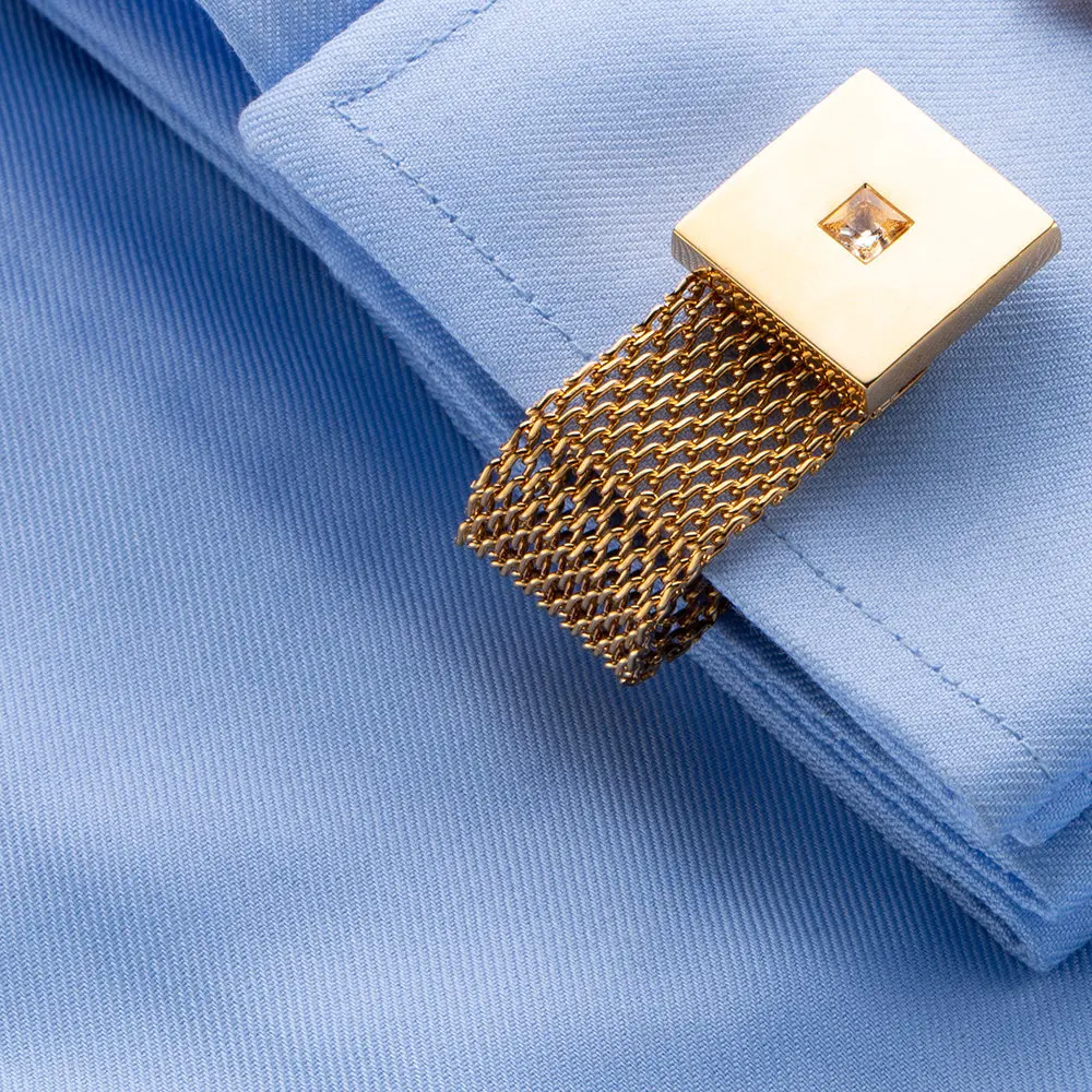 Cufflinks for Men TOMYE XK21S044 High Quality Luxury Chain Zircon Square Gold Formal Business Casual Cuff Links for Wedding Gift