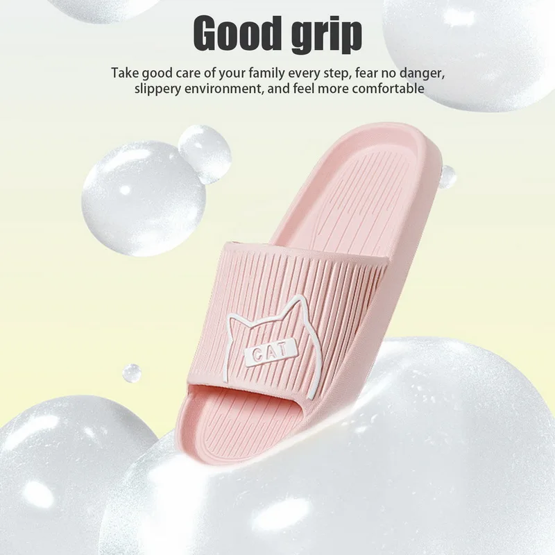 Women Slippers Cute Cat Soft Summer Shoes Indoor Home Sandals Eva Non-Slip Thick Soled Couple Bathroom Casual Beach Footwear