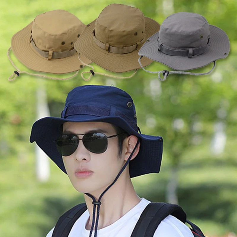 

1pc Outdoor Fisherman Hat Casual Unisex Color Round Edge Cap adjustable Climbing Cap UV Protection Summer Hats