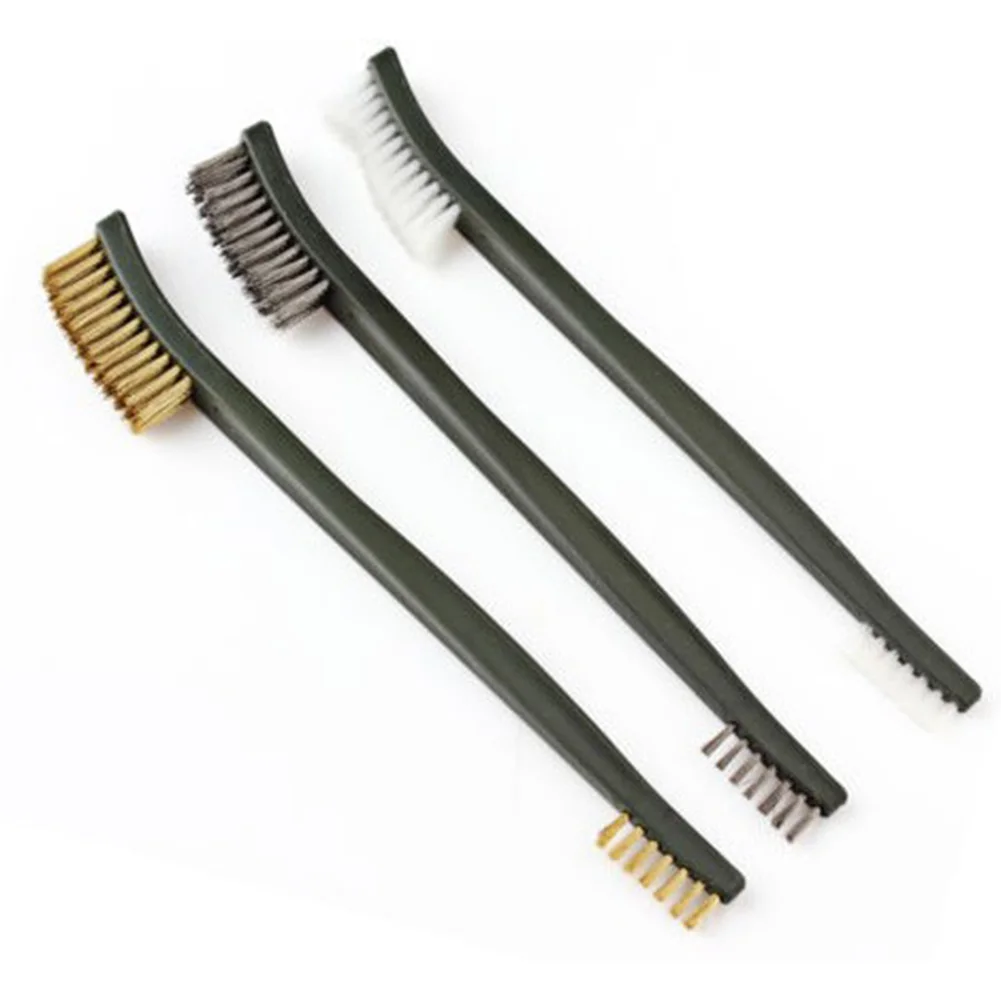 

3pcs Car Cleaning Tools Mini Wire Brush Set Steel Brass Nylon Cleaning Polishing Metal Rust Brush For Washing Maintenance