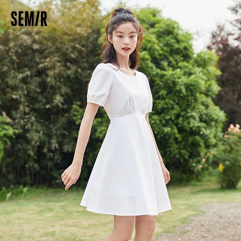 

Semir Dress Women Summer White Dress 2021 New Gentle Wind Doll Dress Summer Temperament Puff Sleeve Dresses