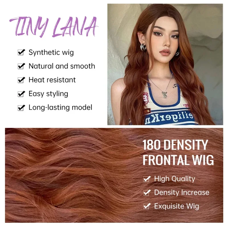 Длинные вьющиеся красно-коричневые синтетические парики средняя часть