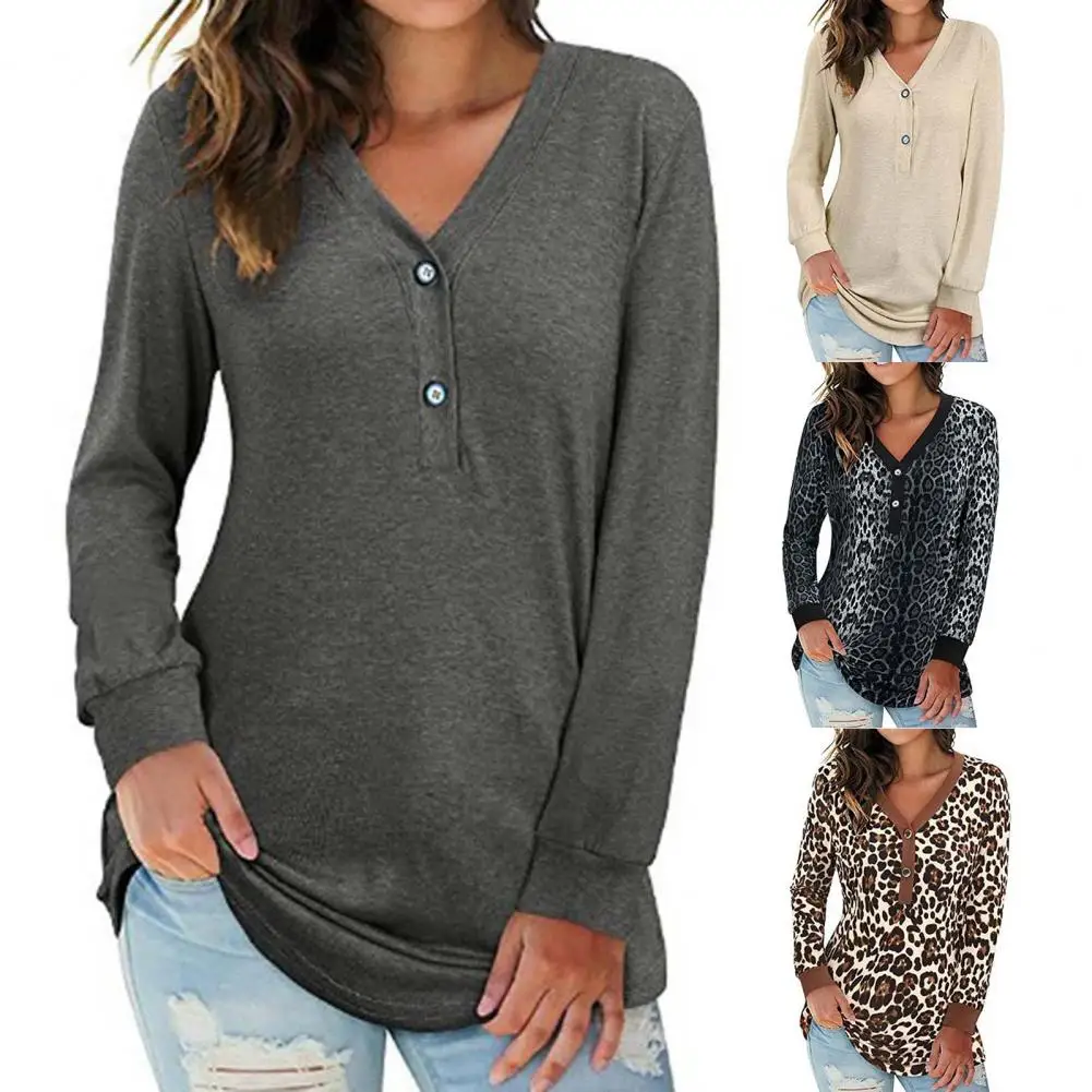 

Fashion Blouse Lightweight Casual Blouse Solid Color Leopard Print Casual Blouse Leopard Print