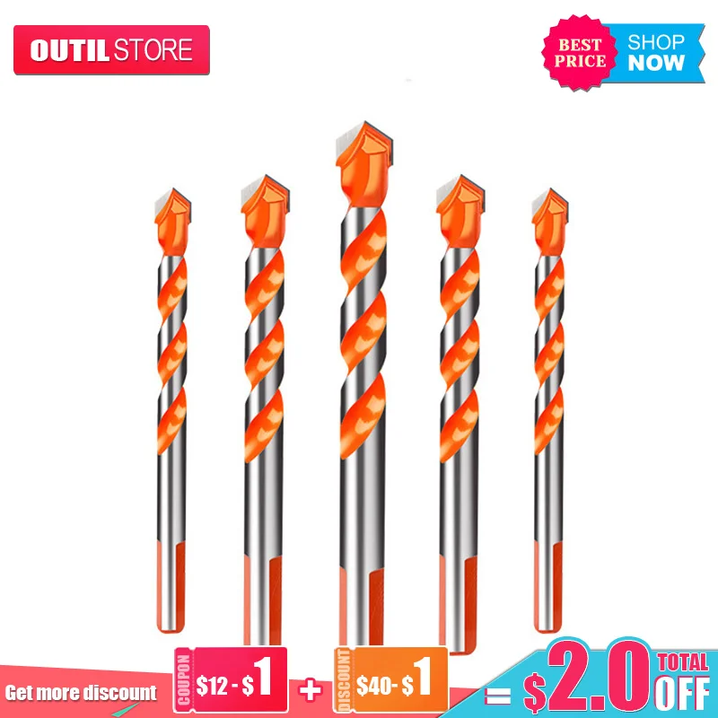 

Realmote Drill Bit Set 6-12mm Alloy Ceramic Wall Anti-skid Triangle Shank Hole Center Opener For Tile Glass Brick Wood