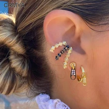 CRMYA Gold-plated Clip Earrings for Women Fake Piercing Fashion Cubic Zirconia Ear Cuff Earrings 2023 Women Jewelry Wholesale