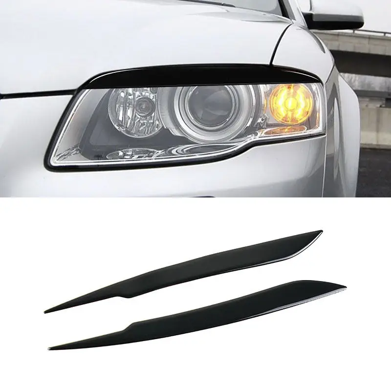 

Для Audi A4 B7 S4 2006 2007 2 шт. фортепианно-черные автомобильные фары, накладка для бровей, крышка для век