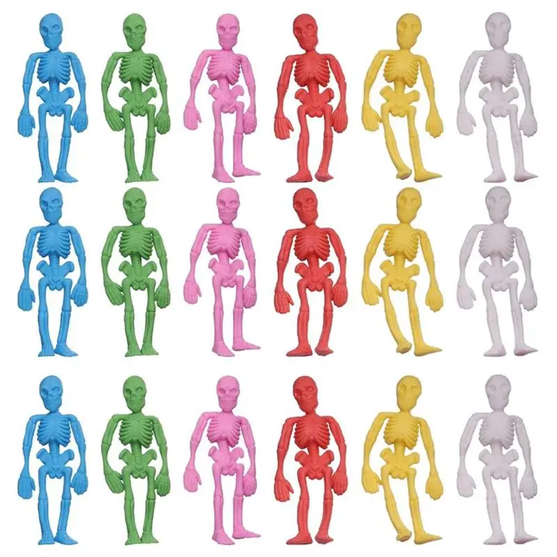 

48Pcs Elastic Skeleton Model Chic Skeleton Prop Halloween Prank Toy Random Color