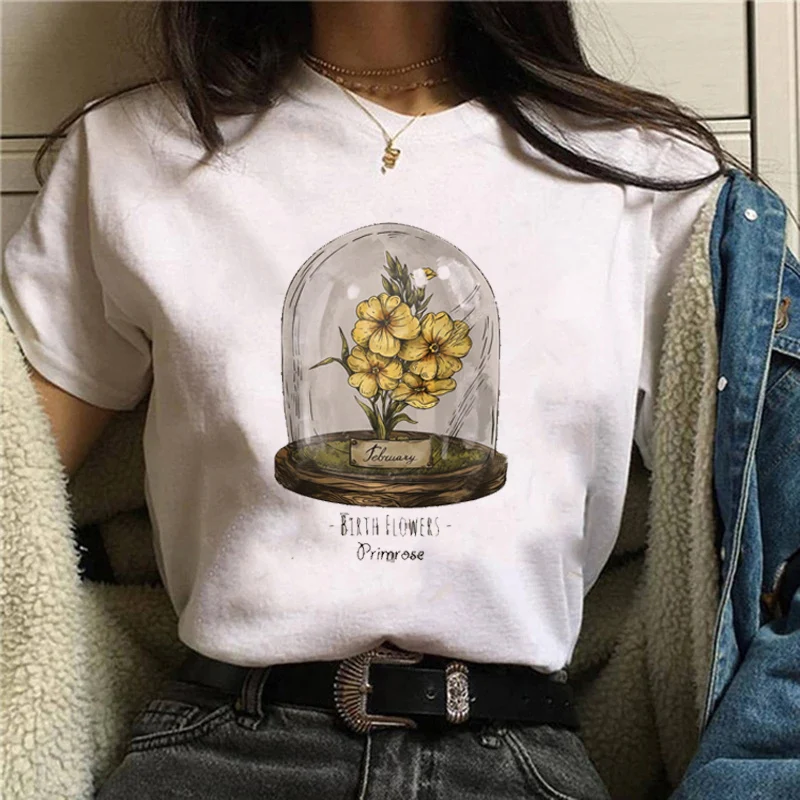 

T-shirt Flower Cartoon Print T-shirt Clothing Summer Short-sleeved Women's Casual Women's Fashion Women's T-shirt Clothing.