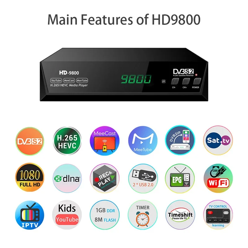 Спутниковый ресивер HD 1080P супер/Лучший декодер для спутникового ТВ H.265 HEVC