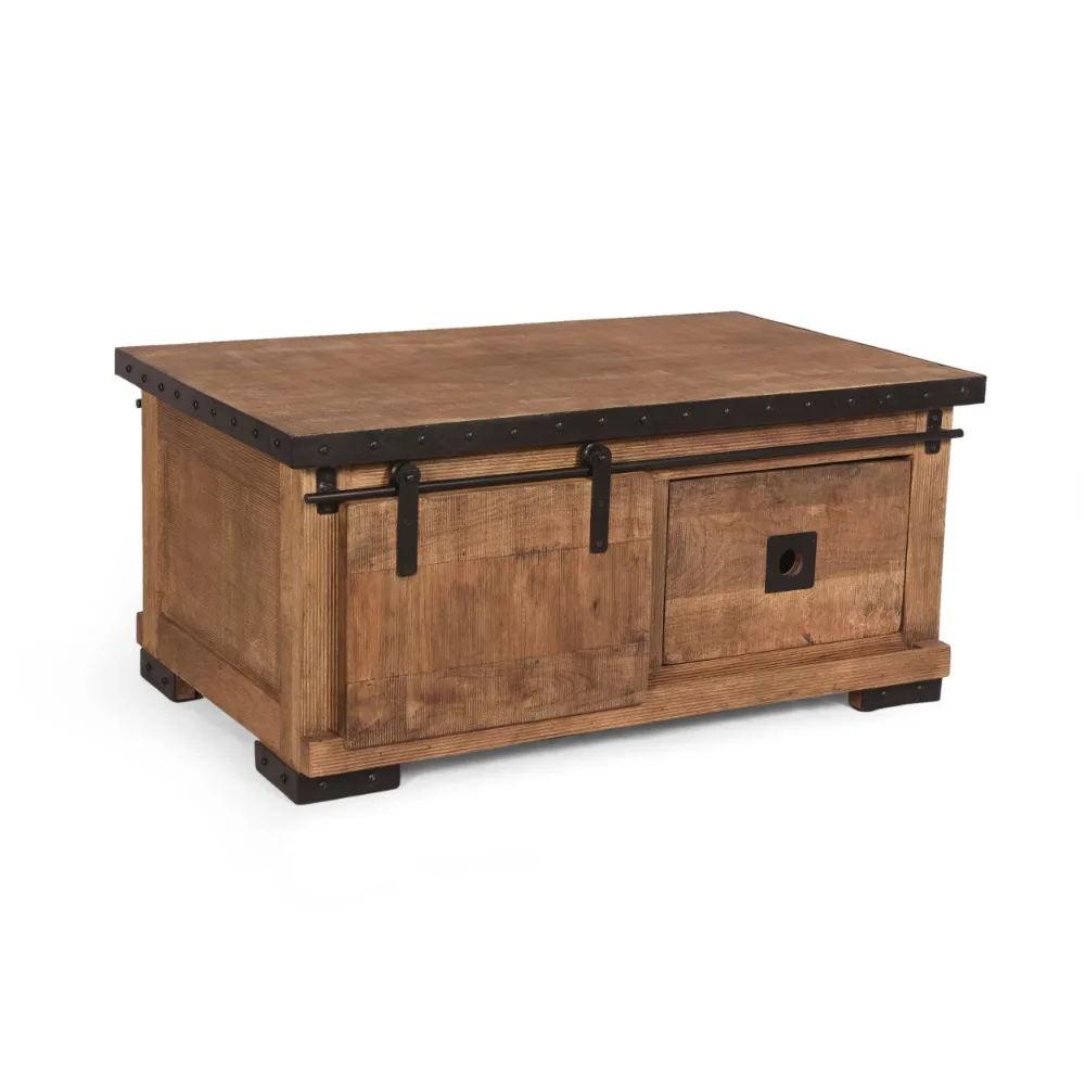 

Noble House Christian Modern Industrial Handcrafted Mango Wood Coffee Table, Natural and Black