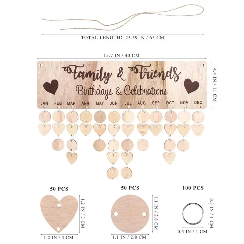 Персонализированный деревянный календарь Toyvian сделай сам доска для отслеживания