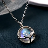 lucky deer moonstone pendant necklace for women temperament antlers clavicle chain choker necklace crystal gemstone jewelry gift
