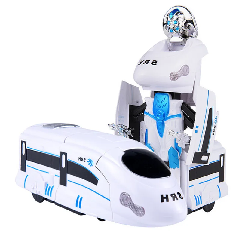 

New Deformation Train Robot Musical Light Toy Car Model Universal Transformation Robots Children Learning Toys Birthday Present