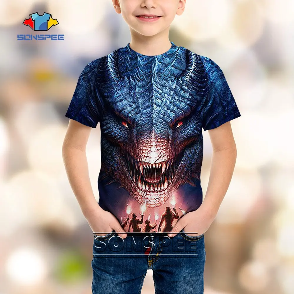 

Футболка для мальчиков и девочек, с принтом в виде кровавой базилиски