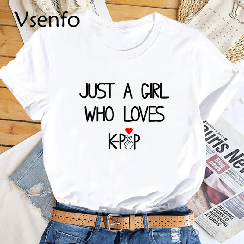 

Just A Girl Who Loves Kpop T-shirts for Women Men K-pop Korean Finger Love Concert T-Shirt Cotton Short Sleeve Women's Clothing