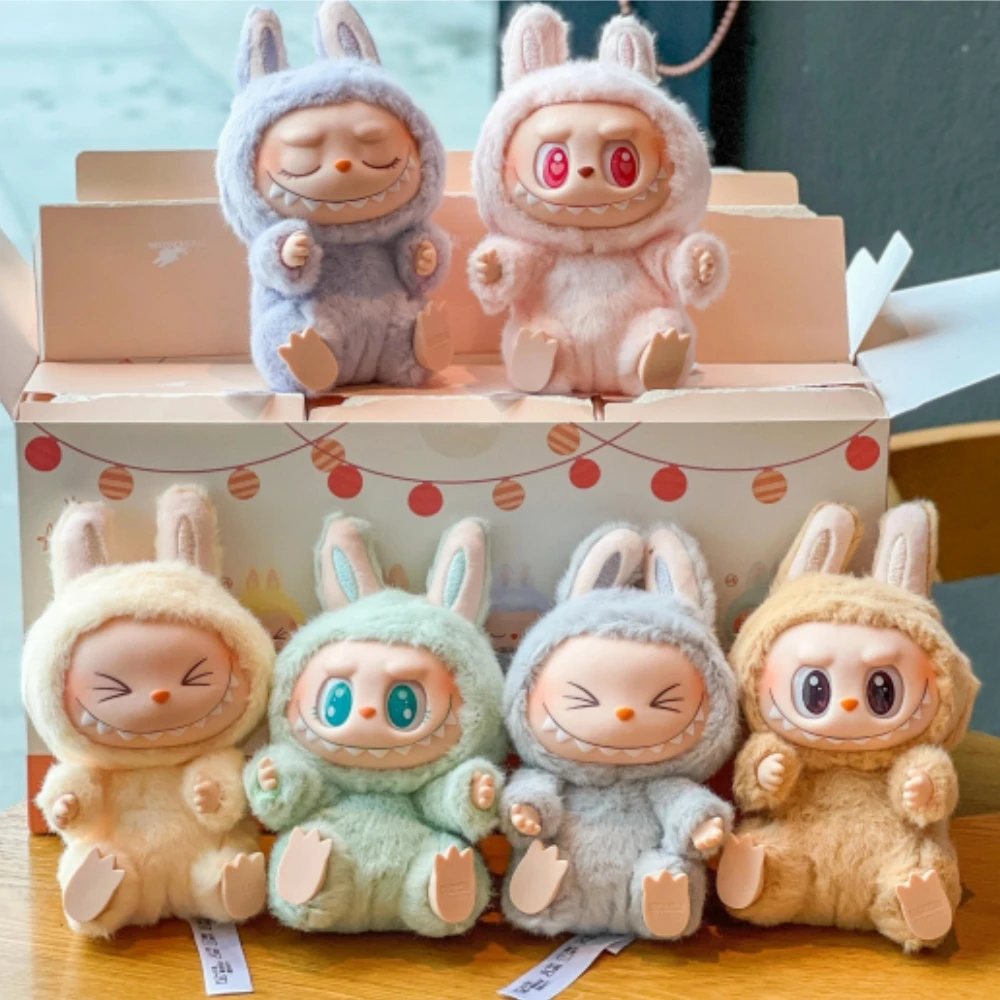 Подлинная оригинальная Labubu сидячая вечеринка кролик виниловая макарон II 2 слепая