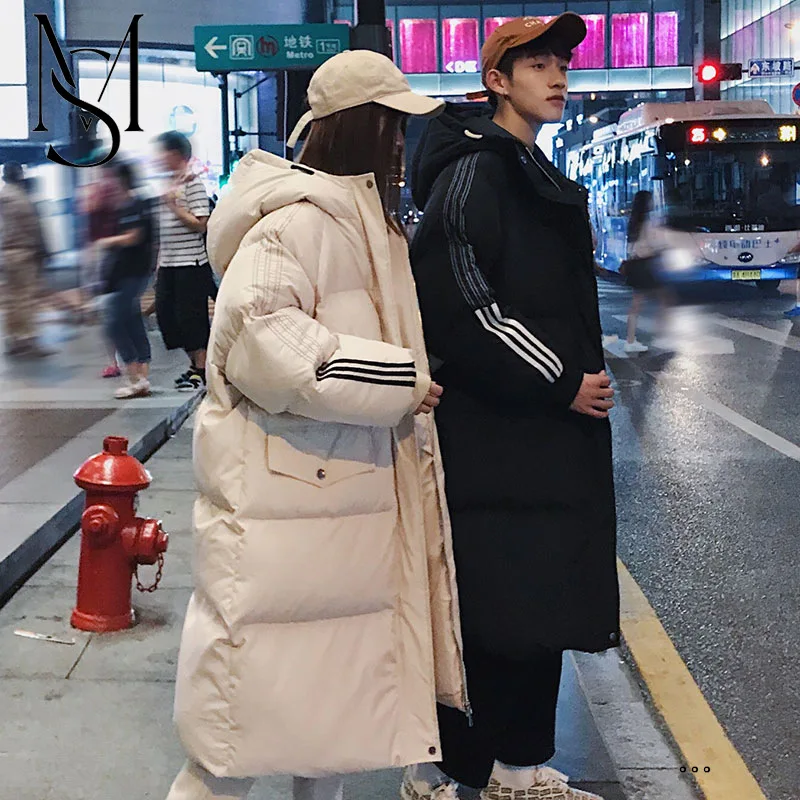 

Cotton clothes men's Hong Kong style trend medium and long style thickened lovers' cotton clothes autumn and winter new loose