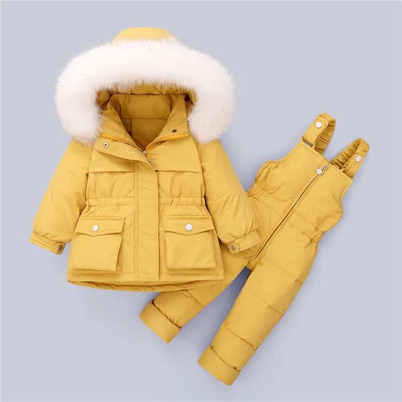 

Children Clothing Set Winter Girls Duck Down Jacket Baby Down Jacket Snowsuit 2pcs Outerwear Warm Soft Kids Coat Jumpsuit 1-5y